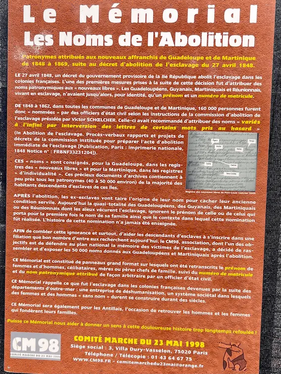 CM98 23 mai 2023 Mémorial les noms de l'abolition